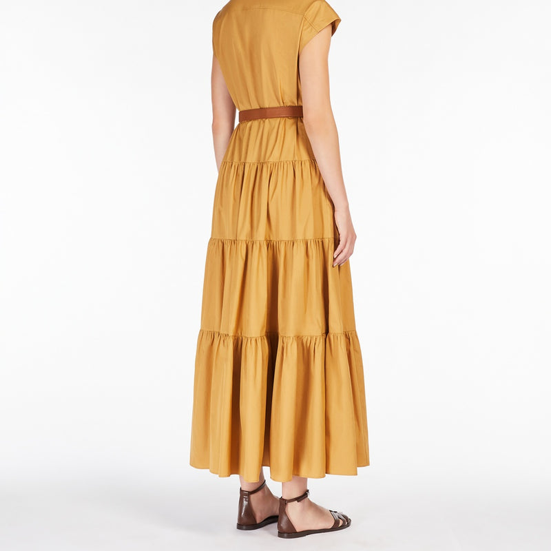 Flounced cotton shirt dress