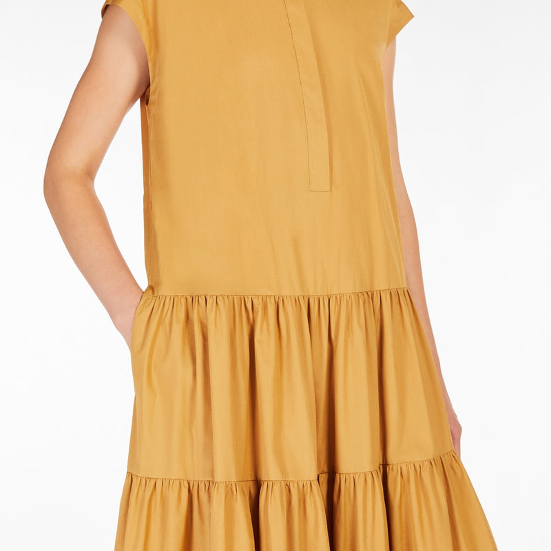 Flounced cotton shirt dress