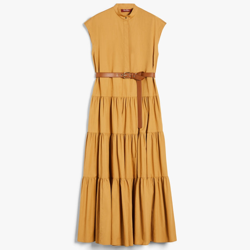Flounced cotton shirt dress