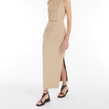 Close-fitting cotton twill dress