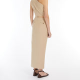 Close-fitting cotton twill dress