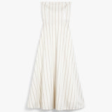 Striped cotton and linen bustier dress