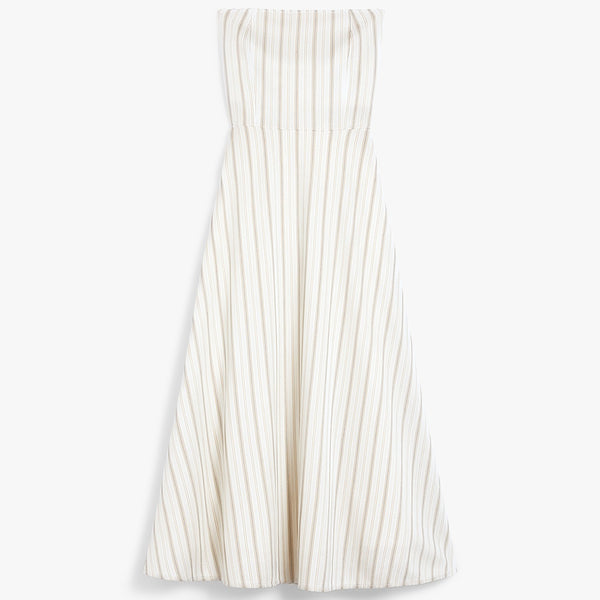 Striped cotton and linen bustier dress