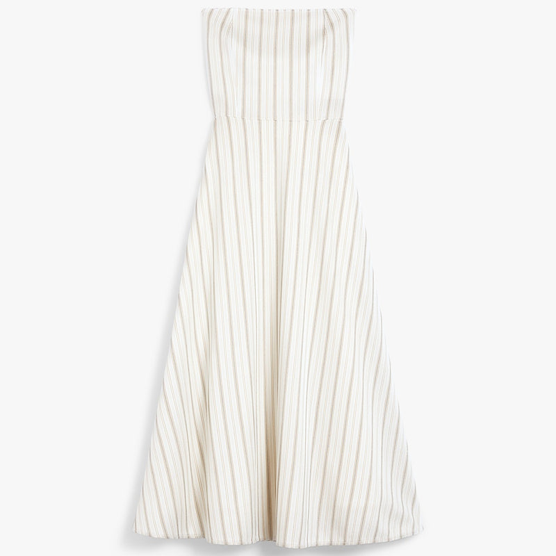 Striped cotton and linen bustier dress