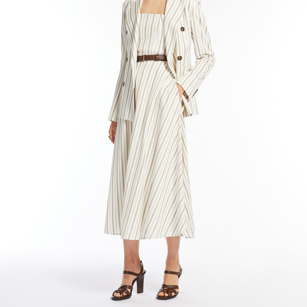 Striped cotton and linen bustier dress