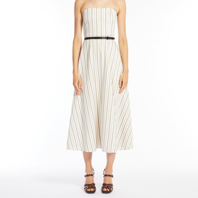 Striped cotton and linen bustier dress