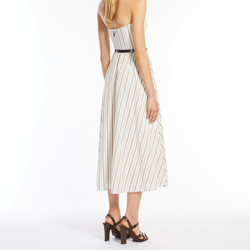 Striped cotton and linen bustier dress