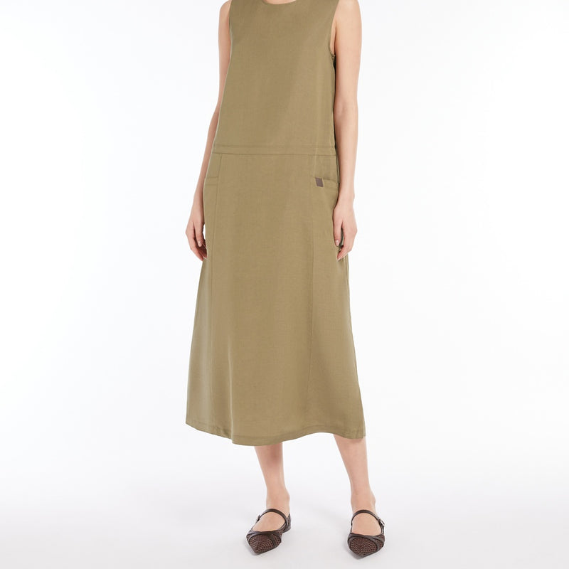 Linen and silk sleeveless dress
