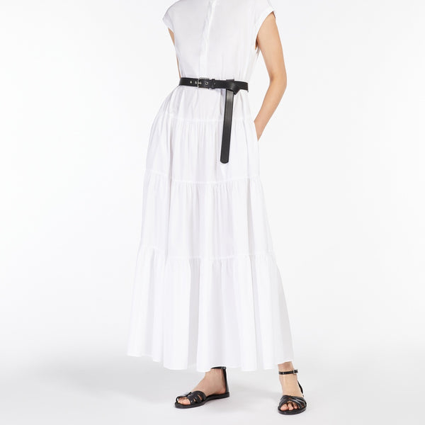 Flounced cotton shirt dress