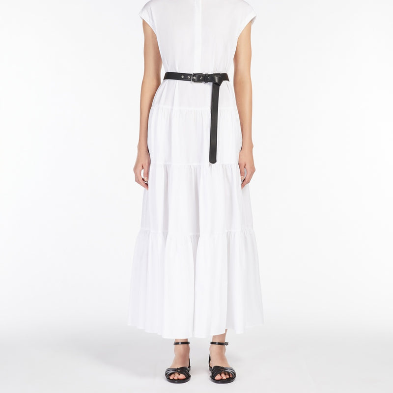 Flounced cotton shirt dress