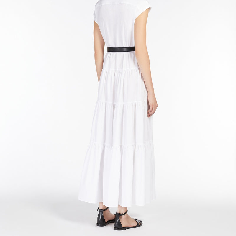 Flounced cotton shirt dress