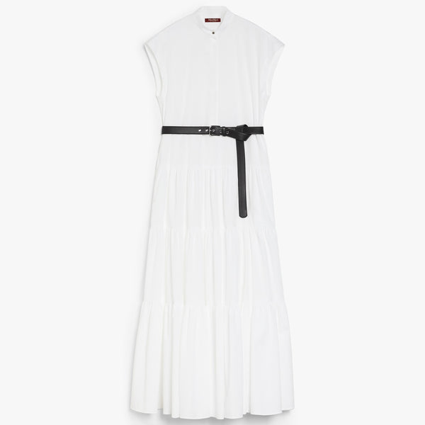 Flounced cotton shirt dress