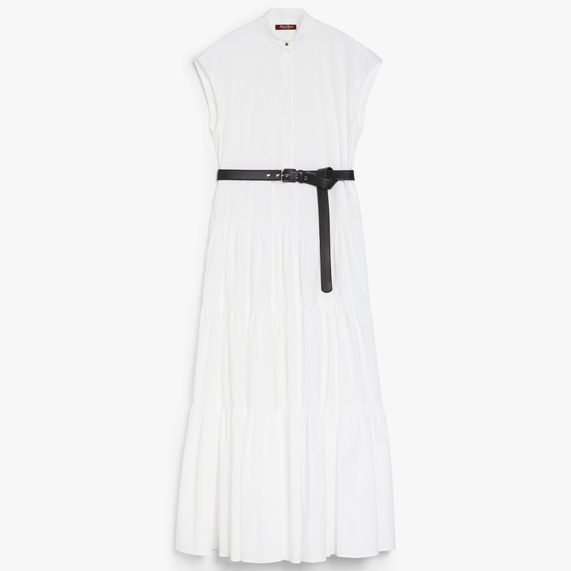 Flounced cotton shirt dress