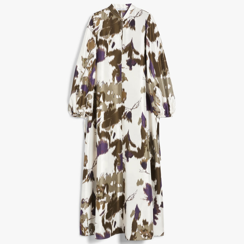 Printed shantung silk dress