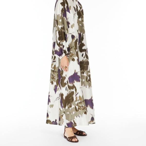 Printed shantung silk dress