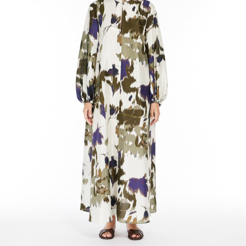 Printed shantung silk dress