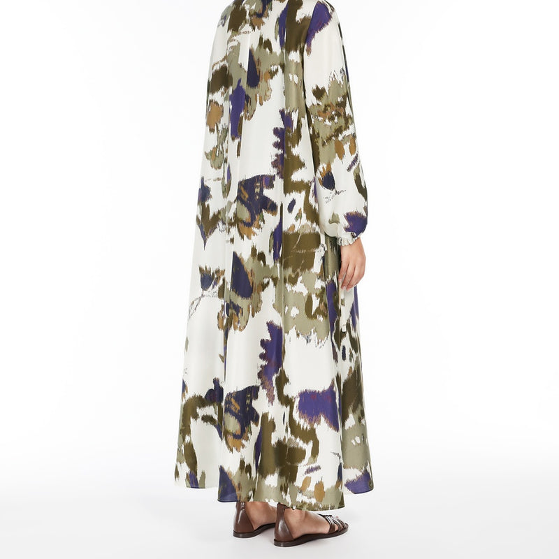 Printed shantung silk dress