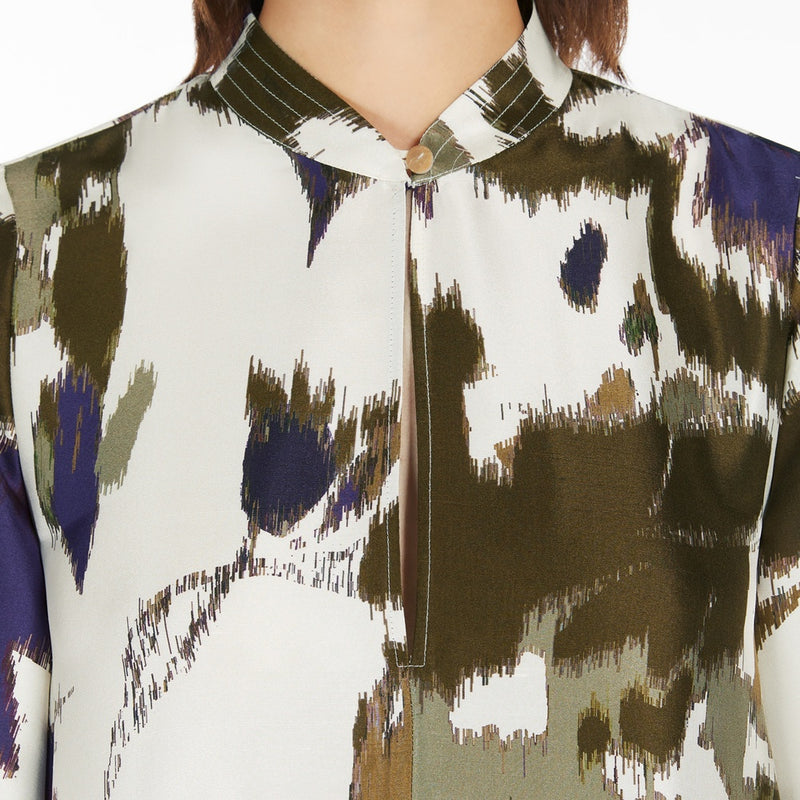 Printed shantung silk dress