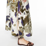Printed shantung silk dress