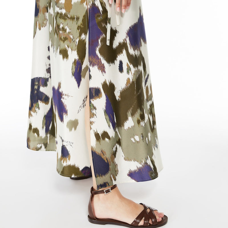 Printed shantung silk dress