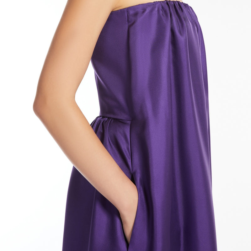 Silk twill bustier dress