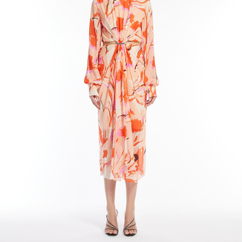 Dress in printed silk georgette