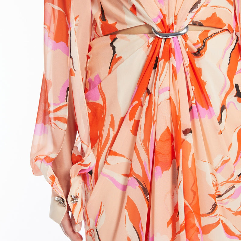 Dress in printed silk georgette