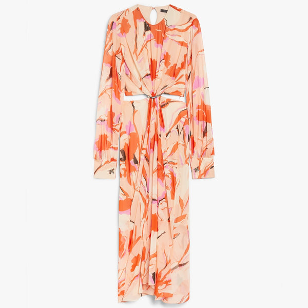 Dress in printed silk georgette