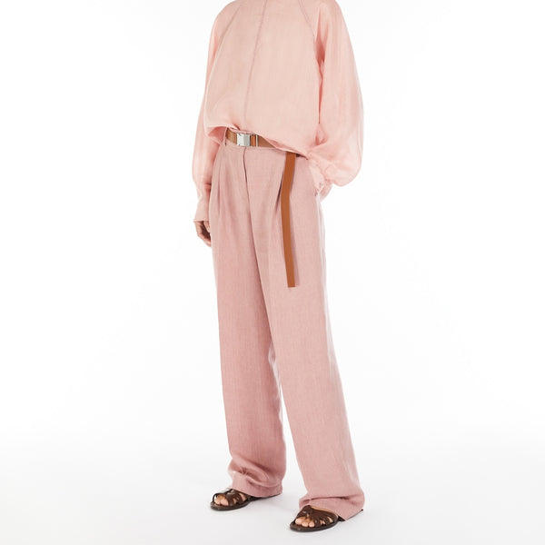 Straight-fit faded linen trousers