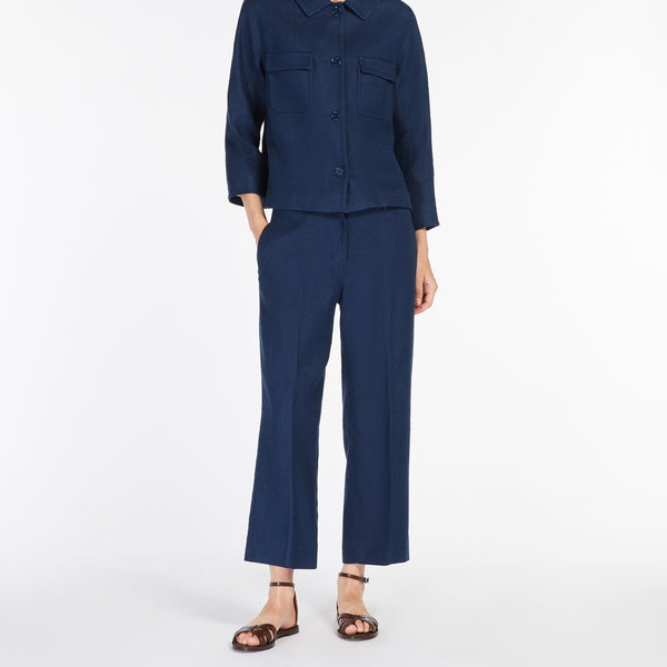 Linen and cotton cigarette trousers