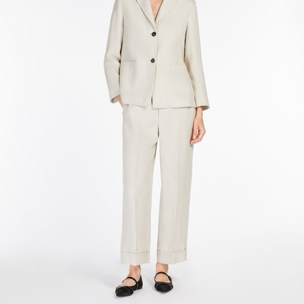 Straight-fit linen canvas trousers