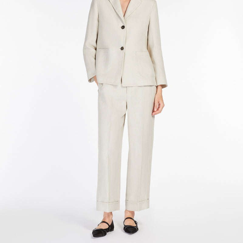 Straight-fit linen canvas trousers