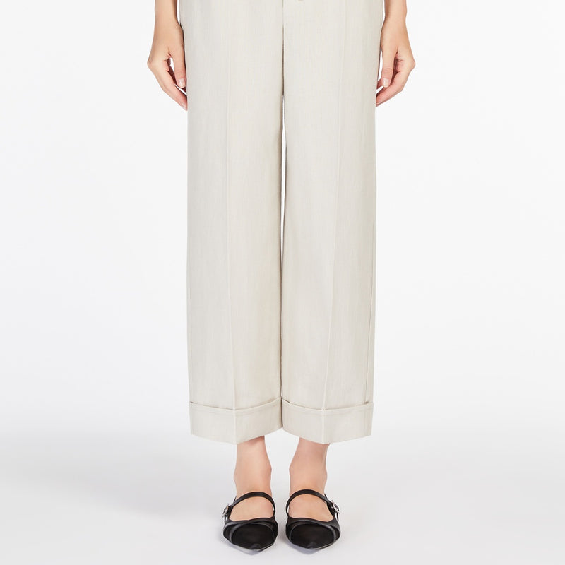 Straight-fit linen canvas trousers