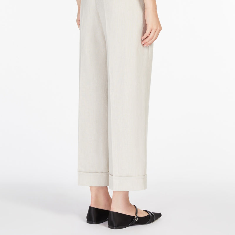 Straight-fit linen canvas trousers
