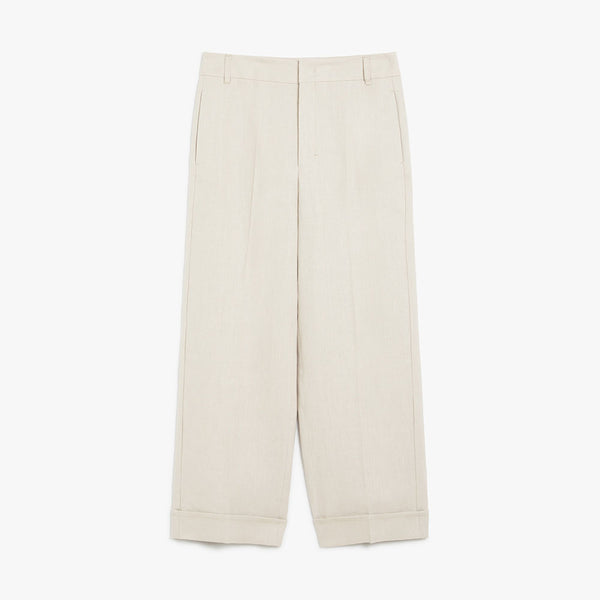 Straight-fit linen canvas trousers