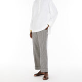 Linen and cotton basketweave trousers
