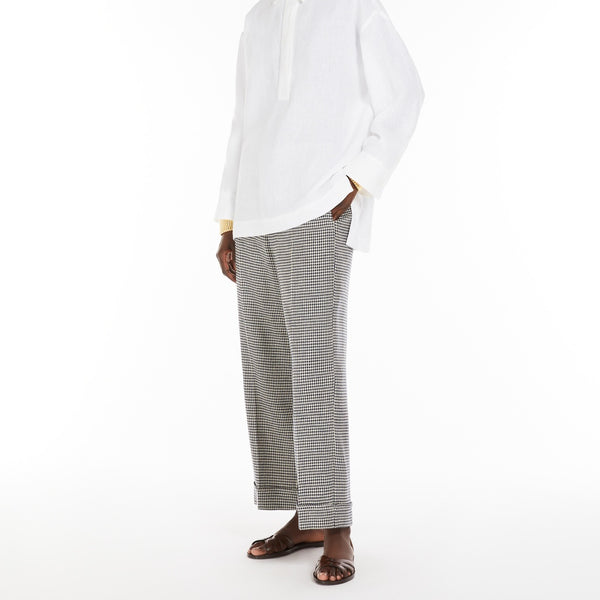 Linen and cotton basketweave trousers