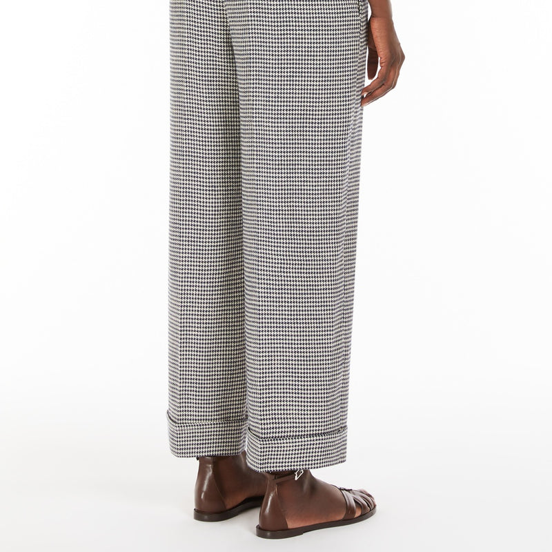 Linen and cotton basketweave trousers