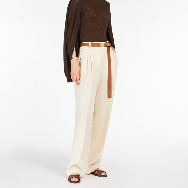 Straight-fit faded linen trousers