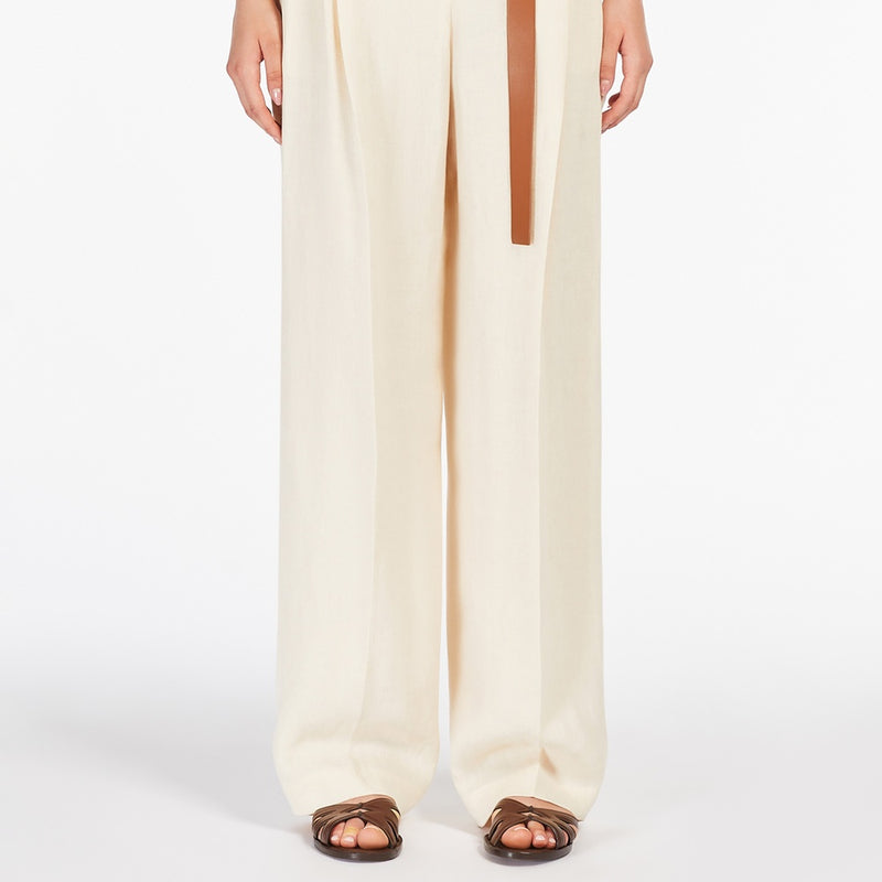 Straight-fit faded linen trousers