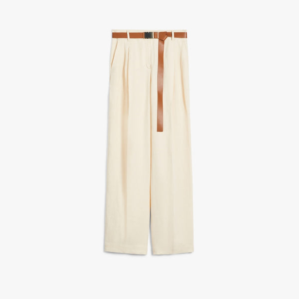 Straight-fit faded linen trousers
