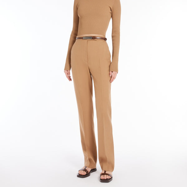 Straight-cut wool, mohair and silk trousers