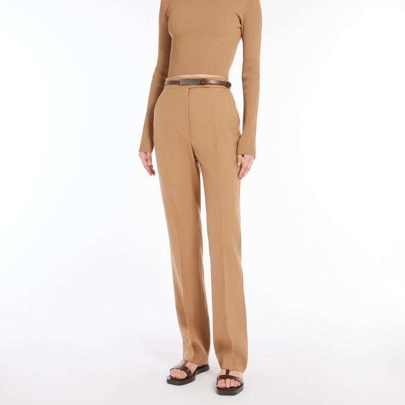 Straight-cut wool, mohair and silk trousers