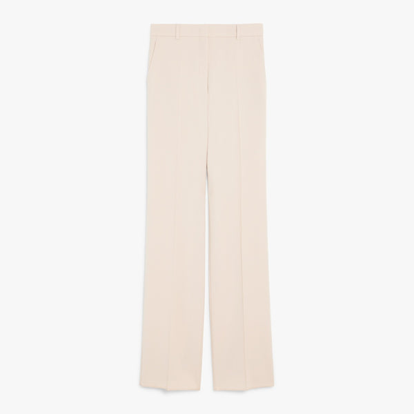 Straight-fit wool satin trousers