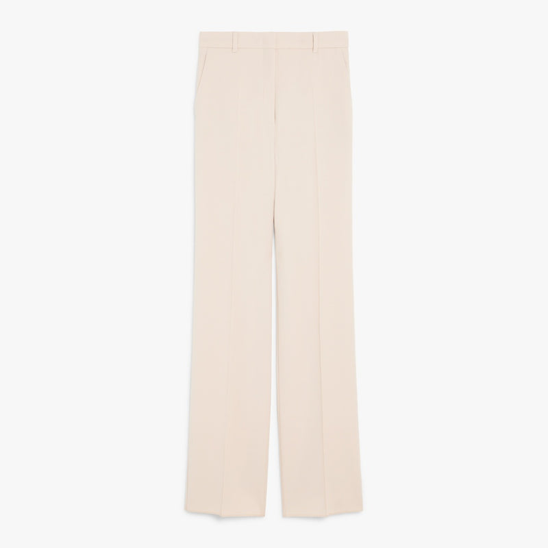 Straight-fit wool satin trousers