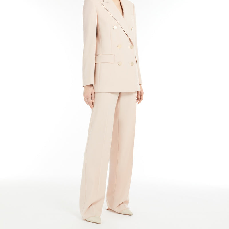Straight-fit wool satin trousers