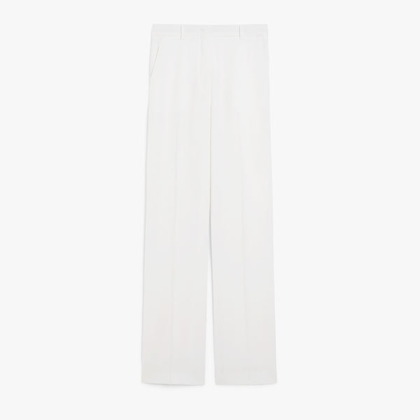 Straight-fit wool satin trousers