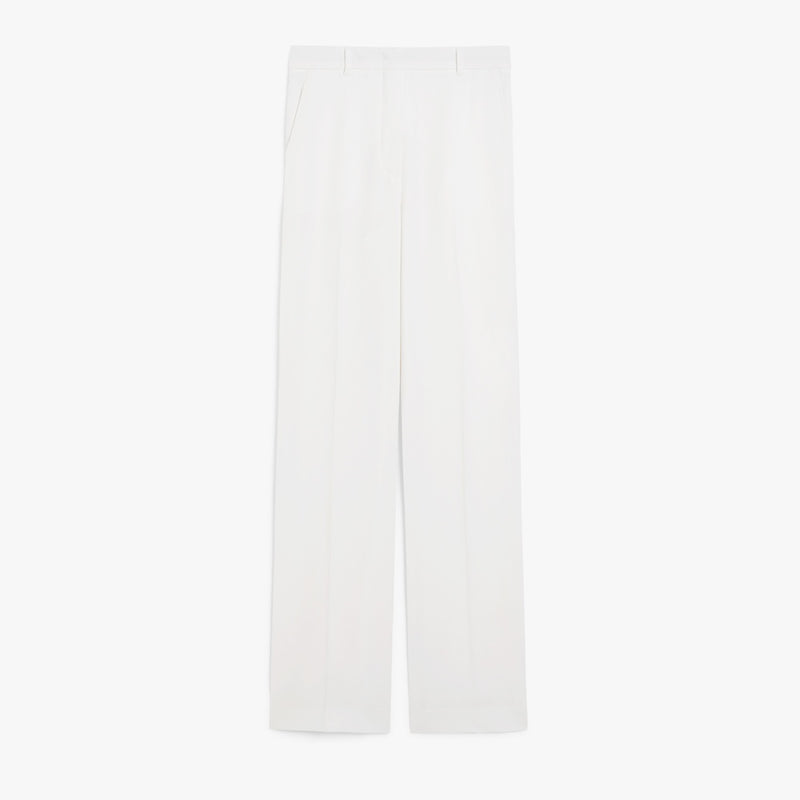 Straight-fit wool satin trousers