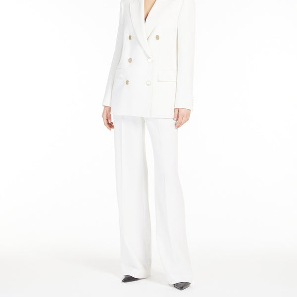 Straight-fit wool satin trousers