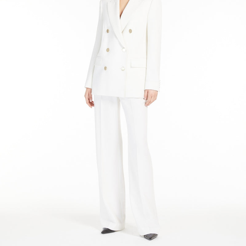 Straight-fit wool satin trousers
